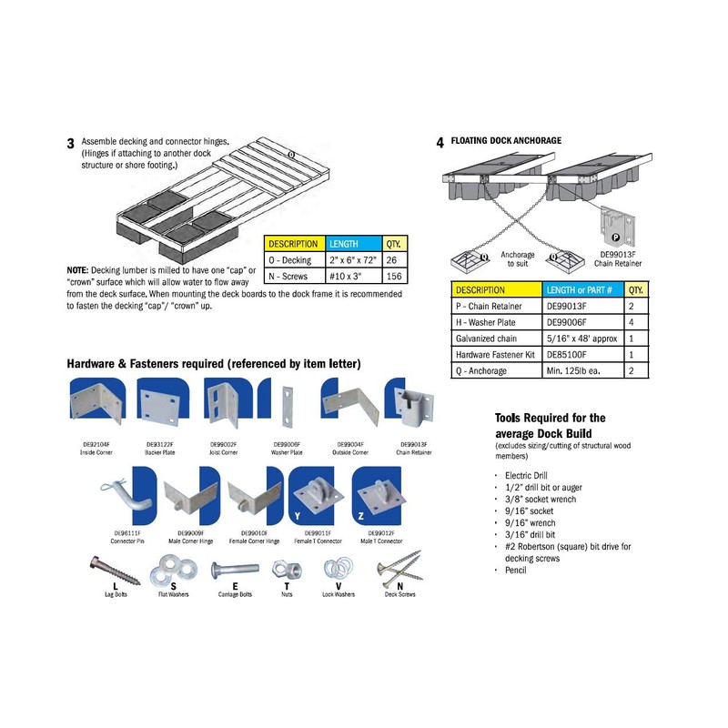 Dock Edge Floating Dock Universal Plate, Galvanized, 7/16"