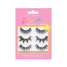 KARA BEAUTY FABULASHES 3 PAIRS ASSORTED Multi-Pack 3D Faux Mink False Eyelashes - Style KC316