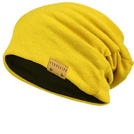 FORBUSITE Slouch Beanie for Men Women Summer Winter, Long and Oversized Skull Cap, Yellow B010