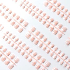 480 piezas de 12 tamaños diferentes naturales francesas cortas uñas postizas acrílicas de cobertura completa con estuche simple