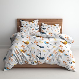 Minor Monkey 100% Egyptian Cotton Printed Duvet Cover Set 1000 Thread Count Oversized King Luxurious Duvet Cover Set of 3, Breathable, & Durable Set Hotel Quality, Super Soft Comfy All Season - White