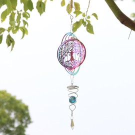 Phuryllic Wind Spinners Outdoor, Garden Decor, Bird Deterrents for Outside, 3D Metal Yard Decorations for Patio & Backyard, Unique Gardening Gifts for Women & Moms - Tree of Life