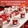 Christmas Coasters Set of 6, Round Ceramic Xmas Coasters with