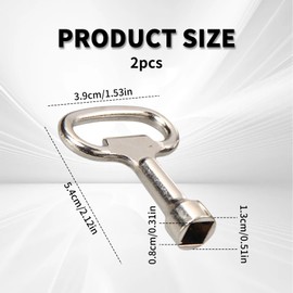 Pack of 2 square keys, 8 mm key, square tap, outdoor tap, outdoor taps, ventilation key, heating bleed key, universal key, for power box, city bus, etc