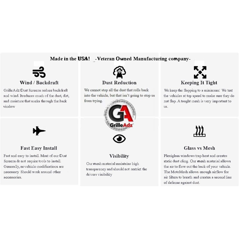 KRX-2 Premium Black Rear Window Mesh Dust Screen fits Kawasaki