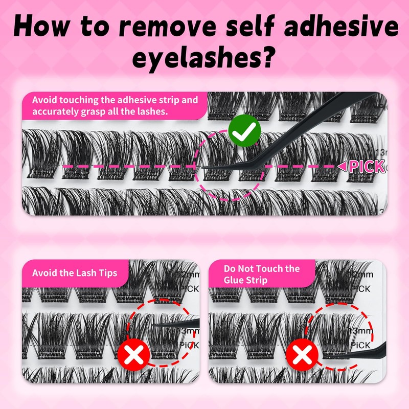 Self Adhesive Lash Clusters 156Pcs No Glue Needed Eyelash Clusters
