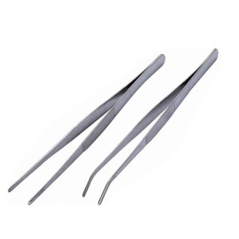 BinaryABC Stainless Steel Straight and Curved Nippers Tweezers Feeding Tongs for Reptile Snakes Lizards Spider(Silver) 2pcs
