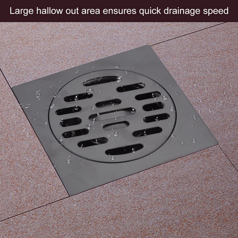 Hapivida Floor Drain, 3.89 Inch Stainless Steel Square Shower Floor