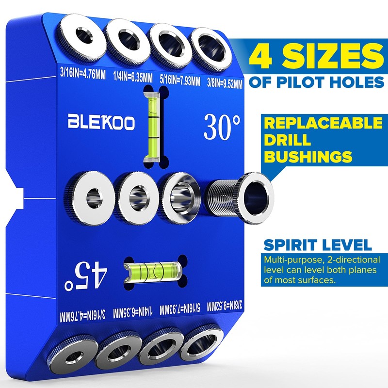 BLEKOO Angled Drill Guide Jig with Level, Drill Guide with