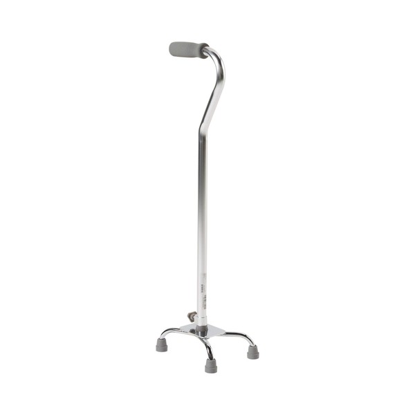 McKesson Quad Cane, Padded Handle, Steel, Chrome, Adjustable Height 30 in to 39 in Height, 4 Count