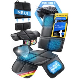 SEVEN WAVES [World First] - Seat Guard Pro® - All In One Child Seat Pad - Multiple Awarded - Seat Protector Car (Black)
