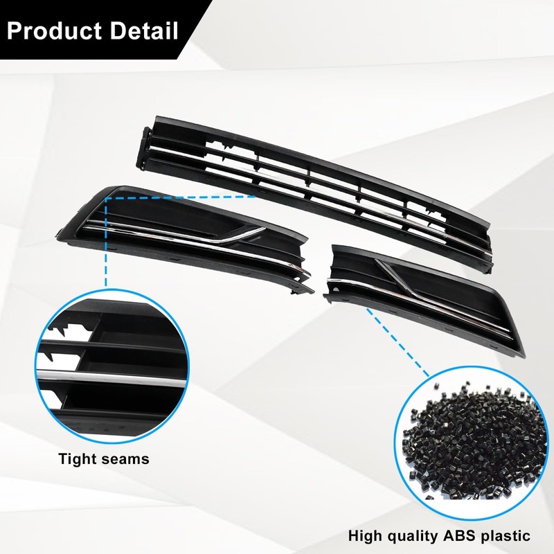 Sekeseauto 3PCS Front Bumper Lower Grille & Front Grill Fog