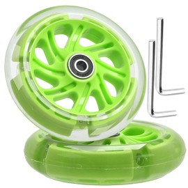 OTFAITP 120mm x 28mm Light-up Kick Scooter Front Wheels 8mm OD Inline, LED Bearing Skateboard Silent Flash Wheel with Bearings ABEC-9 for Foldable Micro Mini 2-3-4 Wheel Kids Scooter Kickboard