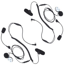 Pdflie Motorcycle Helmet Kit Radio Earpiece Mic with Finger Velcro Ptt Headset Headphone Microphone Compatible for Motorola 2 Pin Prong Walkie Talkie (2Pack,Black,Wired)