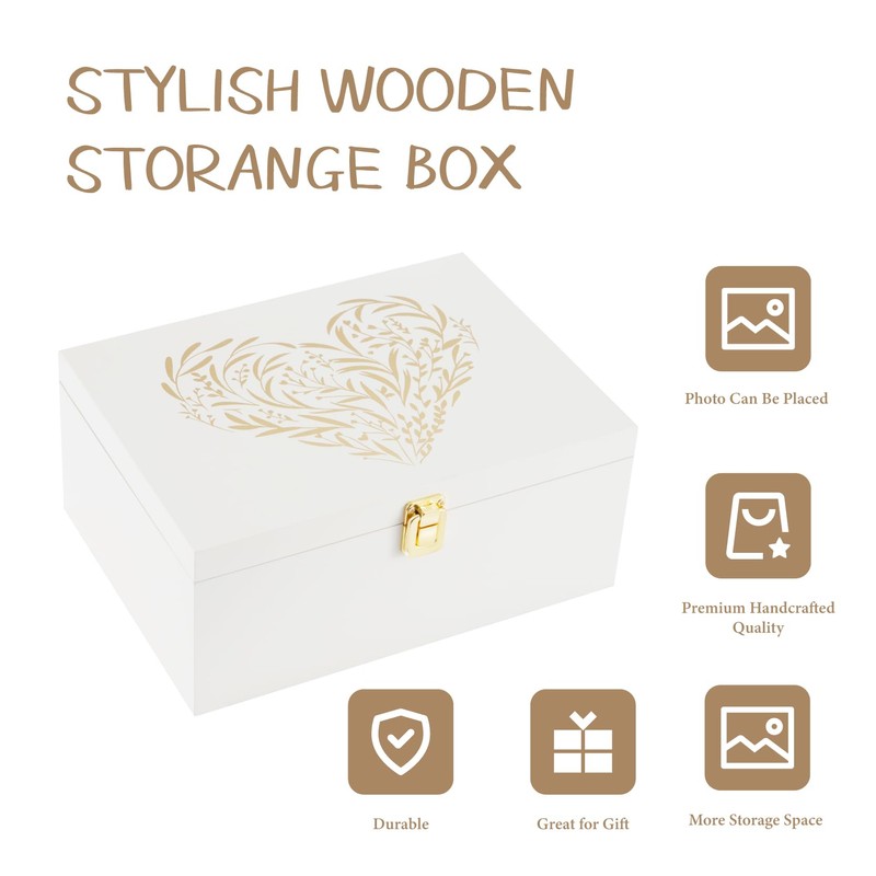 Larger Wooden Memory Keepsake Boxes With Hinged Lids and a