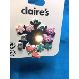 Claire's Six Pairs Of Claire's Winter Themed Pierced Earrings Skates Gloves Snowflakes