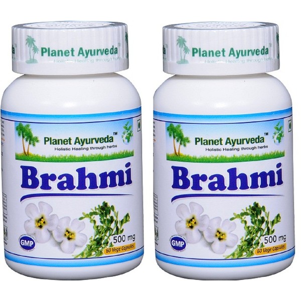 Planet Ayurveda Brahmi, 500mg Veg Capsules - 2 Bottles