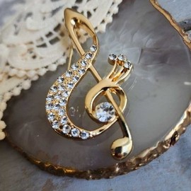 여성 패션소품 높은음자리표 골드옷핀 브로치 (WFJF6D5) Women's Fashion Accessory Treble Clef Gold Cloak Pin Brooch (WFJF6D5)