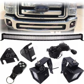 DYO Fit 11-16 Ford F250/350 42'' Curved Light Bar w/Fog LED Pods Bumper Bracket Kits