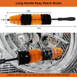 OSEPOH Motorcycle Cleaning Brush Kit 6 Pack with Easy Reach Brush,Wool Wash Mitt,Detailing Brush,Tire Brush,Chain Brush and Microfiber Towel for Cleaning Motorcycle Mudguard, Rims, Paint, Exhaust