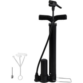 Bomba de Bicicleta 3 en 1, Bomba de Pie Portátil 120PSI con Aguja de Bola, Válvulas Presta y Schrader, Inflador Portátil Multifunción para Neumáticos de Bicicleta, MTB, Balones, Fútbol