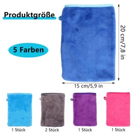 gvivej Waschhandschuh, 6 Stück 15 x 20cm Waschhandschuhe Frottee, Waschlappen Microfaser, Waschhandschuh Körper, Weich Gesichtshandschuh, Wiederverwendbare Frottier (5 Farben)