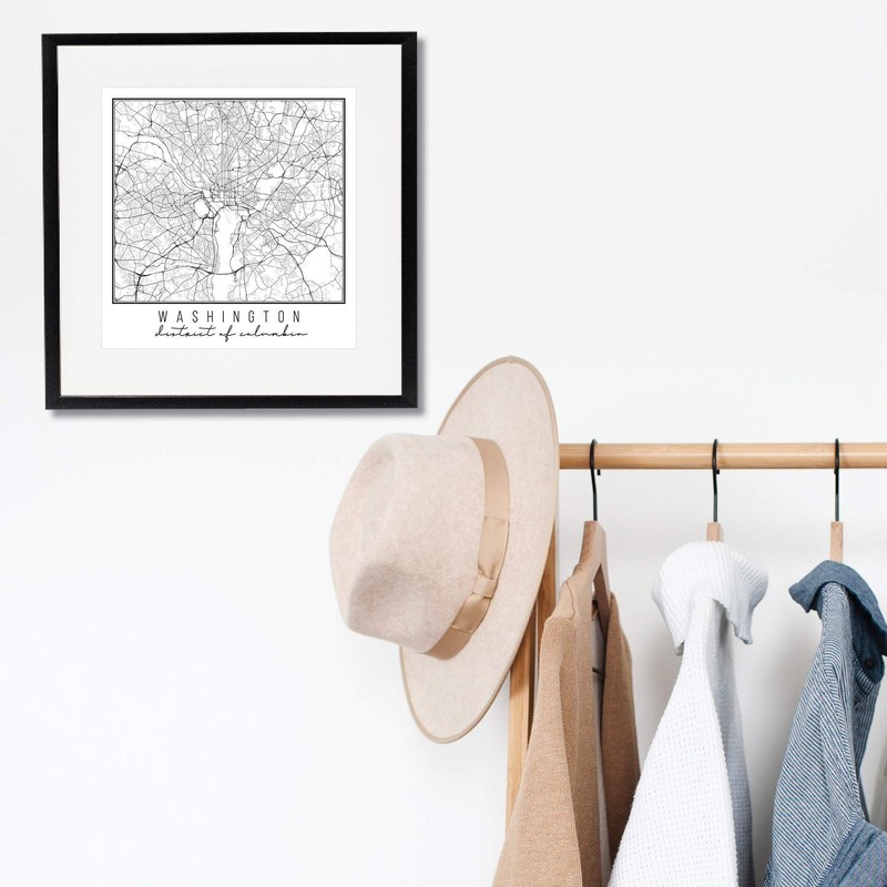 Washington DC Street Map Black and White Print, Unframed