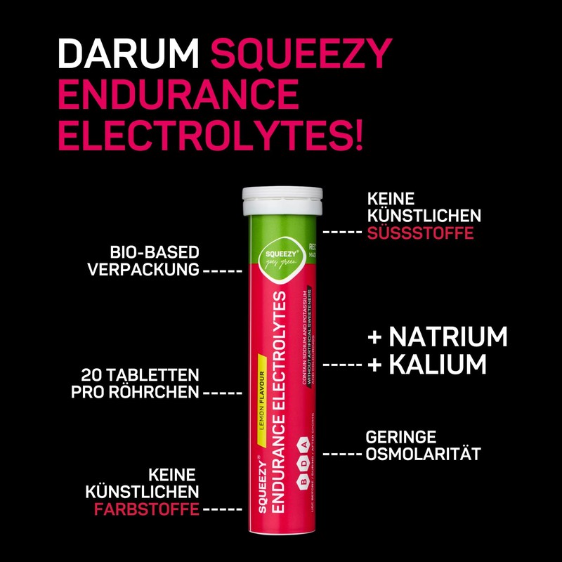 SQUEEZY ENDURANCE ELECTROLYTES, 3 x 80 g Tabs Lemon