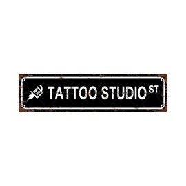 TATTOO STUDIO ST Vintage Metal Tin Sign, Street Sign, Home Decor, Room Decor, Wall Decor, Bathroom Decor, Bar Decor, Cafe Decor, Garage Decor, 16 x 4 Inch