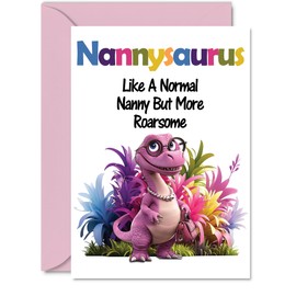 Stuff4 Nanny Mothers Day Card - Roarsome Nannysaurus - Happy Birthday Card for Nanny Grandma Nana from Grandson Granddaughter, A5 Dinosaur Bday Greeting Cards