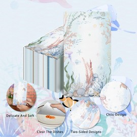 100 Pcs Coastal Turtle Paper Napkins, Sea Blue Decorative Nautical Napkins for Bathroom, Summer Paper Guest Towels for Bathroom, Disposable Paper Hand Towels for Wedding Dinner Parties