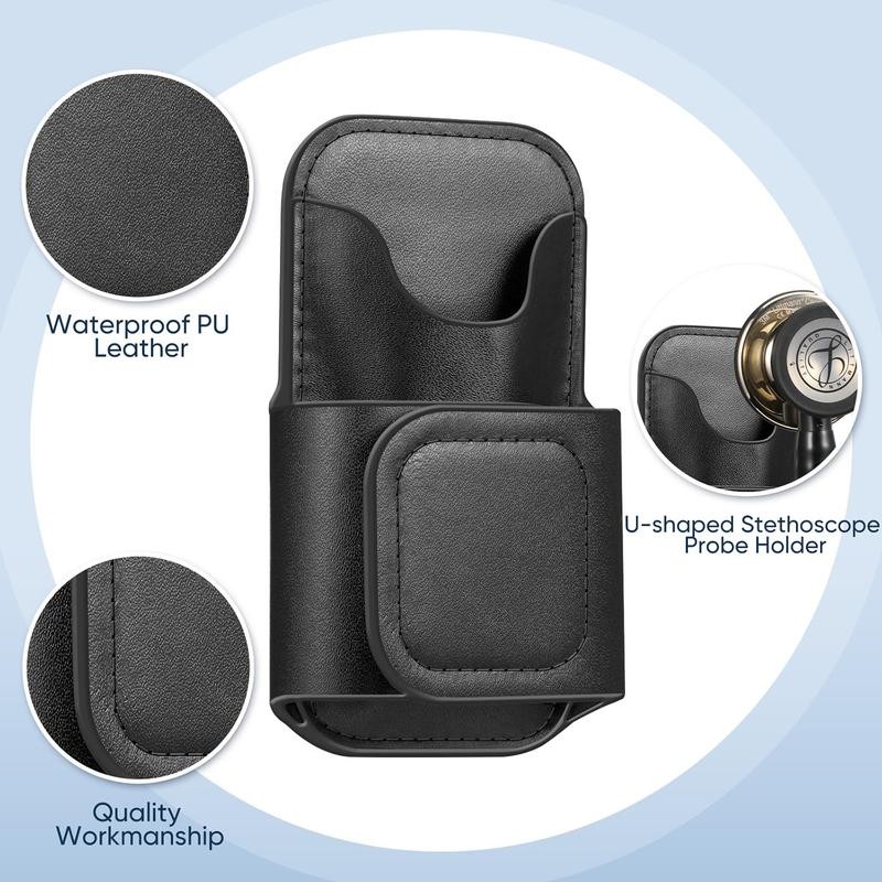 Stethoscope Holder Clip, PU Leather Stethoscope Hip Holder Lightweight Portable