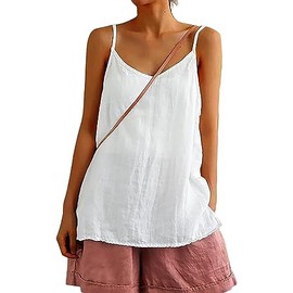 Womens Camisole Tank Tops Causal V-Neck Sleeveless Tops Summer Loose Fit Spaghetti Strap Cami Shirts(W,2XL)