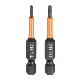 sourcing map 2pcs H2 Hex Head Drill Bit Wrench 2mm Metric Flat Tip 1/4" Hex Shank 50mm (2") Long Magnetic Black Phosphate Hexagonal Screw Driver Socket Industrial Screwdriver Power Bits