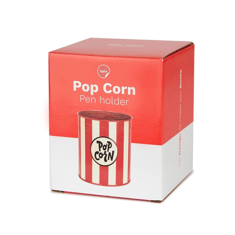 balvi Pen Holder Popcorn Colour Red and Beige Metal