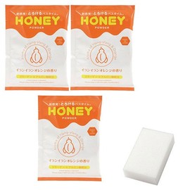 torotoro Bathing Agent [Honey Powder] (hani-pauda-) Ylang-Ylang Orange Scented Set of 3 + Compression Sponge Set