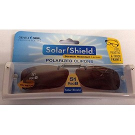Solar Shield Clip-on Polarized Sunglasses Size 51 Rec B Brown Frameless New