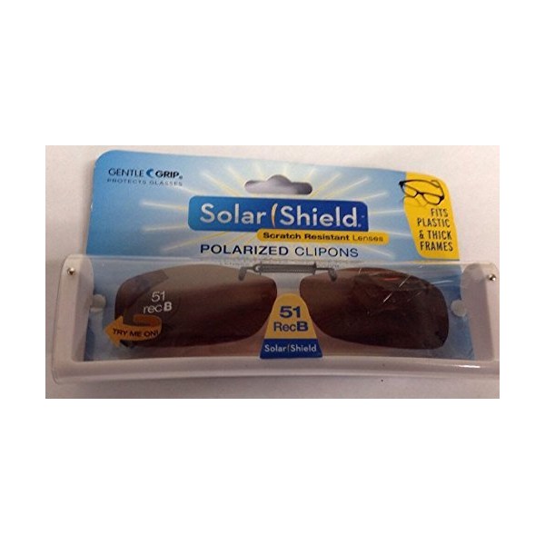 Solar Shield Clip-on Polarized Sunglasses Size 51 Rec B Brown Frameless New