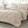 Anluoer Twin Comforter Set，Beige Bed in a Bag 5 Piece，Lightweight