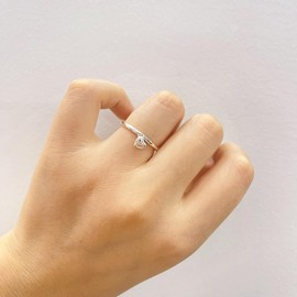 Izpack Dangling Love Heart Stacking Thin Ring for Women 925 Sterling Silver Hearted Charm Statement Knuckle Finger Bands Rings Cute Jewelry Gifts for Valentine's Day (7)