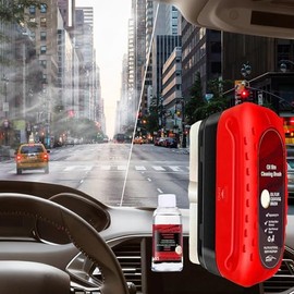 Fululuer Automotive Oil Film Cleaning Brush, Windshield Cleaner for Car Windows & Glass, Clear Vision Glass Cleaner with Anti-Rain & Anti-Fog Coating, Includes 1 Refill Bottle