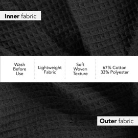 Boca Terry Spa Wrap, Waffle Spa Towel Wrap for Women, Lightweight Bath Wrap with Snaps for Sauna, Facial, Spa or Gym. Black, S/M