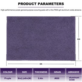Premium 10 Pack 6" x 9" Purple General Purpose Scuff Pads - Scuffing, Scouring, Sanding, Paint Primer Prep Adhesion Scratch - Surface Preparation Automotive Car Auto Body Woodworking Wood (600 Grit)