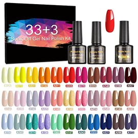 CHARMNAIL 36 Pcs 8ml Semi-Permanent Nail Polish, UV LED Gel Polish with Base Coat and Glossy & Matt Top Coat, Professional Nail Gel Polish Kit