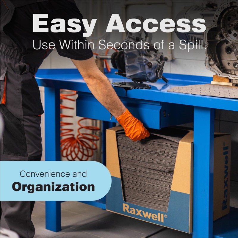 Oil Absorbent Pads, Large 18"x16", 200 Count - Premium Universal