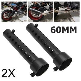 TOTMOX 2 Pcs 60mm Universal Motorcycle Exhaust Muffler Muffler Muffler Black