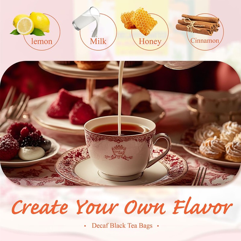 WT WEETEE Decaf Black Tea Bags, 100 Count CO2-Decaffeinated Black