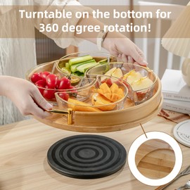 Lazy Susan Serving Tray, Sectional Serving Tray Taco Toppings Serving Tray Salad Bar Serving Set for a Party 13.7" for Tea, Fruits, Snacks