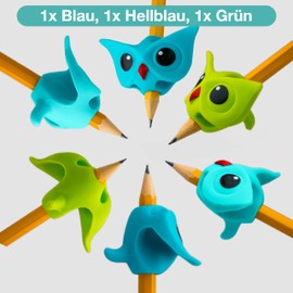 RiyeoTree® 3 x Pen Holder Children's Aid Writing Aid for Pen Children - Ergonomic Pen Holder Learning to Write Aid Pencil Holder for Pens Right and Left Handed