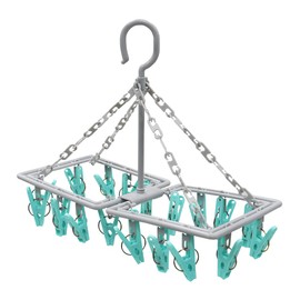 JVL Folding Sock Dryer Complete with 20-Piece Clothes Peg, Aqua, Grey, White, One Size, 19-291